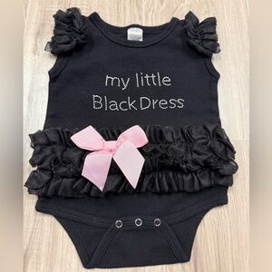 Ganz My Little Black Dres Baby Onesie with Pink Bow Size 12-18 Months